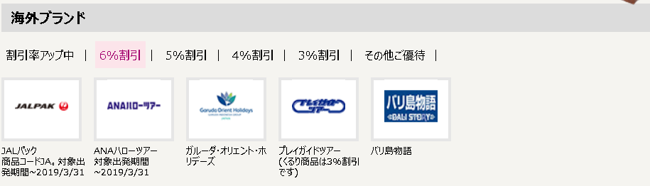 イオンカード旅行割引　海外ブランド